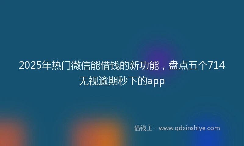 2025年热门微信能借钱的新功能，盘点五个714无视逾期秒下的app