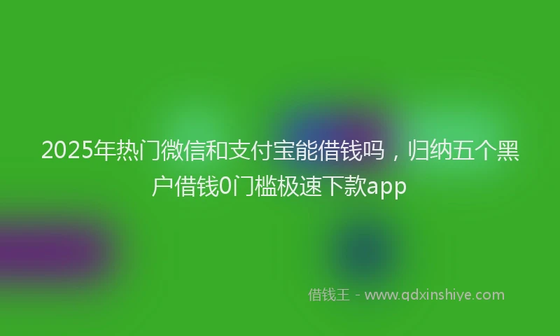 2025年热门微信和支付宝能借钱吗，归纳五个黑户借钱0门槛极速下款app