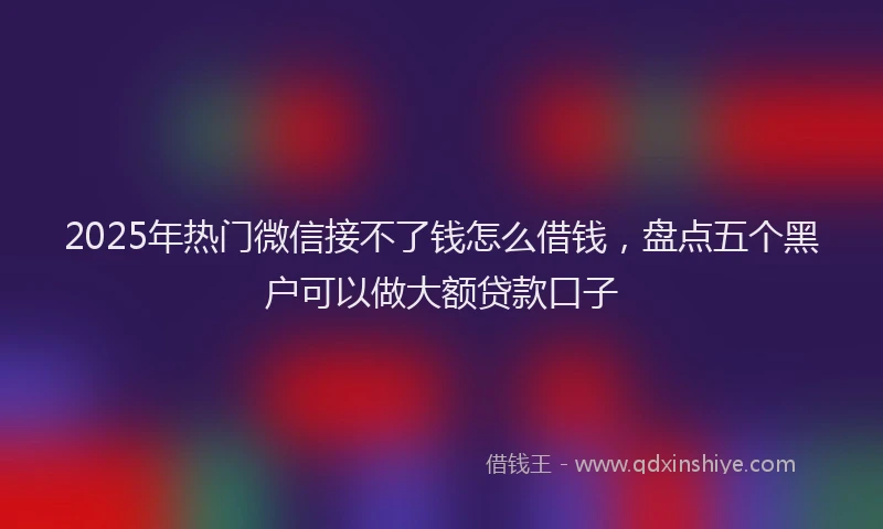 2025年热门微信接不了钱怎么借钱，盘点五个黑户可以做大额贷款口子