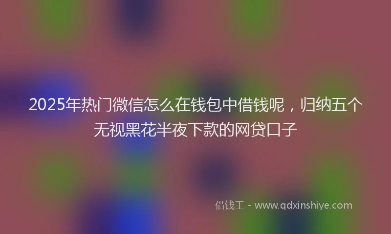 2025年热门微信怎么在钱包中借钱呢，归纳五个无视黑花半夜下款的网贷口子