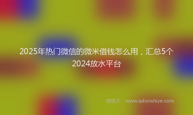 2025年热门微信的微米借钱怎么用，汇总5个2024放水平台