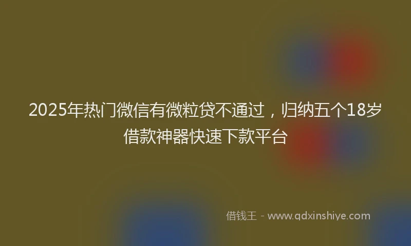 2025年热门微信有微粒贷不通过，归纳五个18岁借款神器快速下款平台