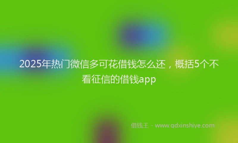 2025年热门微信多可花借钱怎么还，概括5个不看征信的借钱app