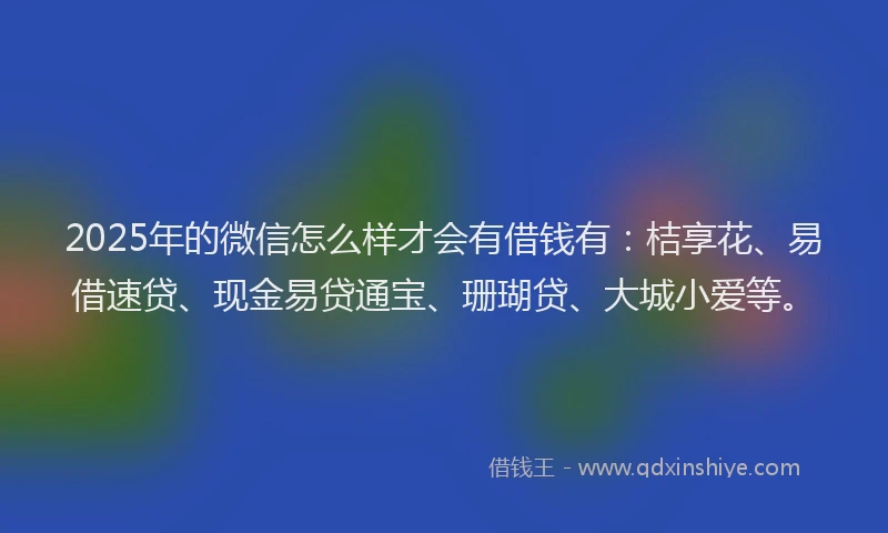 2025年的微信怎么样才会有借钱有：桔享花、易借速贷、现金易贷通宝、珊瑚贷、大城小爱等。