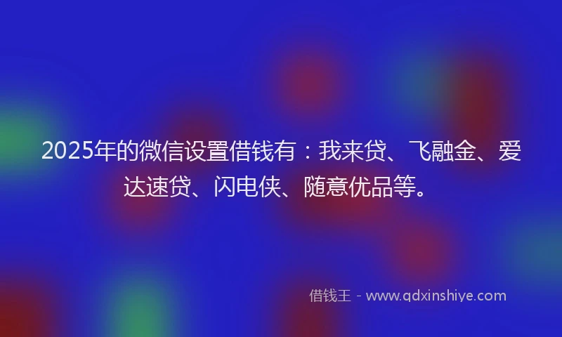 2025年的微信设置借钱有：我来贷、飞融金、爱达速贷、闪电侠、随意优品等。