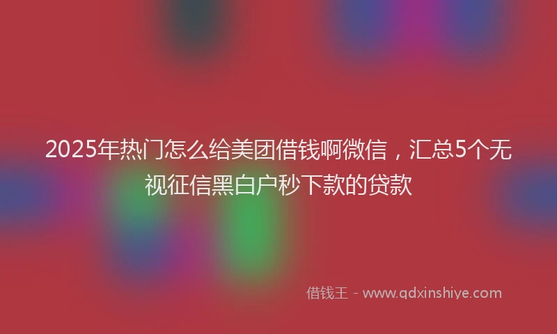 2025年热门怎么给美团借钱啊微信，汇总5个无视征信黑白户秒下款的贷款