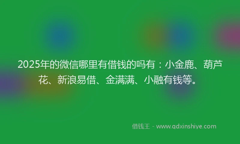 2025年的微信哪里有借钱的吗有：小金鹿、葫芦花、新浪易借、金满满、小融有钱等。