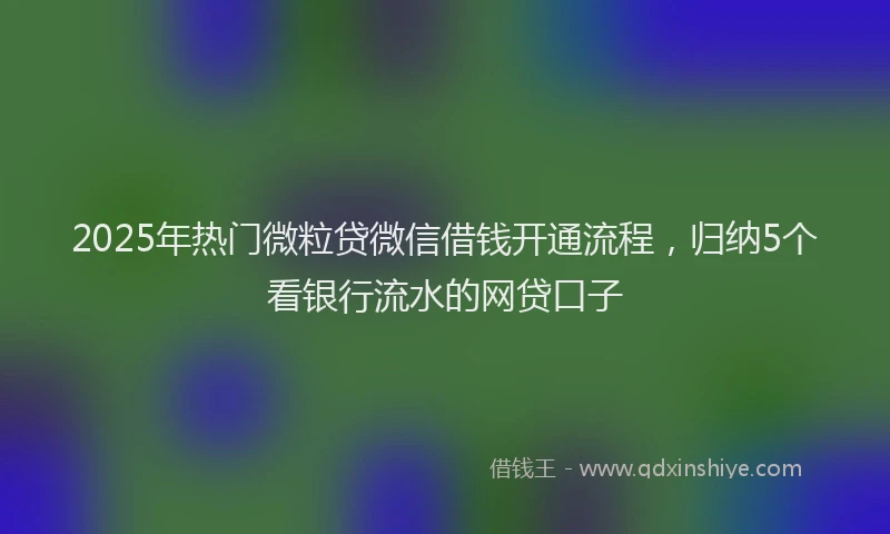 2025年热门微粒贷微信借钱开通流程,归纳5个看银行流水的网贷口子