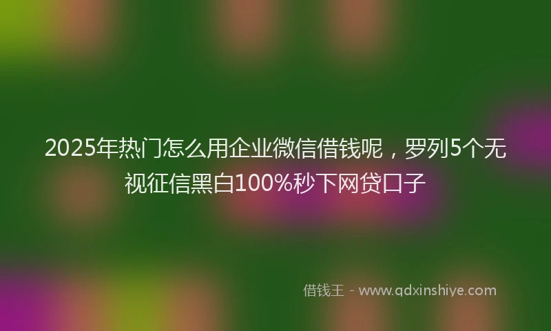 2025年热门怎么用企业微信借钱呢，罗列5个无视征信黑白100%秒下网贷口子