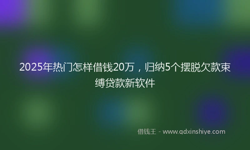 2025年热门怎样借钱20万，归纳5个摆脱欠款束缚贷款新软件