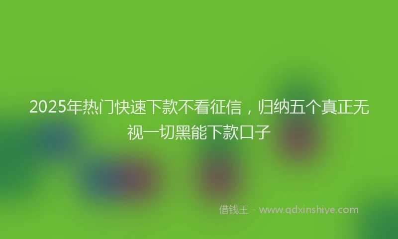 2025年热门快速下款不看征信，归纳五个真正无视一切黑能下款口子