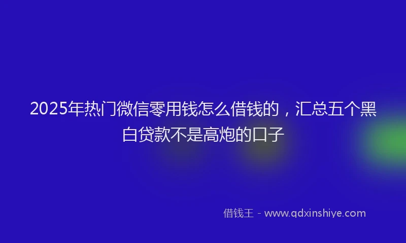 2025年热门微信零用钱怎么借钱的，汇总五个黑白贷款不是高炮的口子
