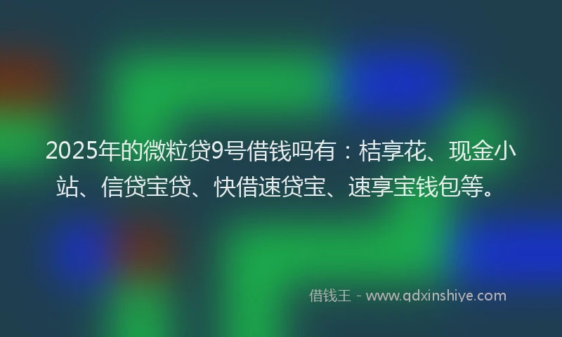 2025年的微粒贷9号借钱吗有：桔享花、现金小站、信贷宝贷、快借速贷宝、速享宝钱包等。