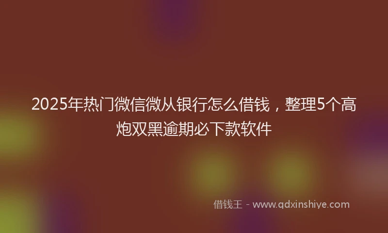 2025年热门微信微从银行怎么借钱，整理5个高炮双黑逾期必下款软件