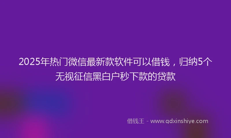 2025年热门微信最新款软件可以借钱，归纳5个无视征信黑白户秒下款的贷款