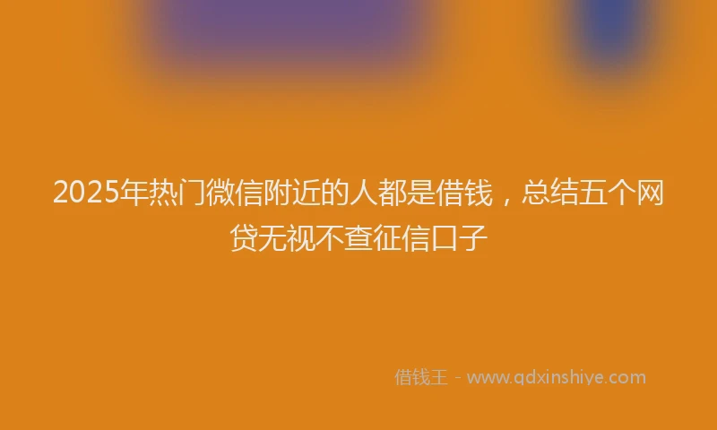 2025年热门微信附近的人都是借钱，总结五个网贷无视不查征信口子