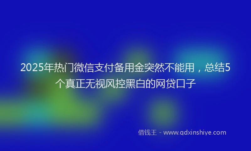 2025年热门微信支付备用金突然不能用，总结5个真正无视风控黑白的网贷口子