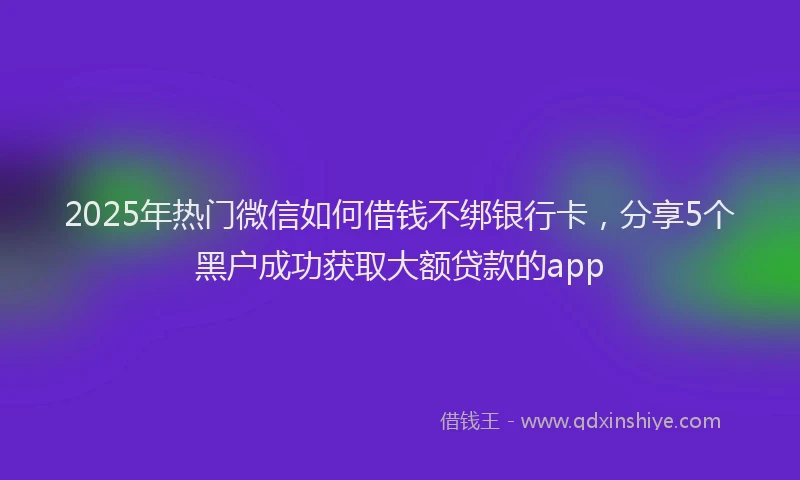 2025年热门微信如何借钱不绑银行卡，分享5个黑户成功获取大额贷款的app