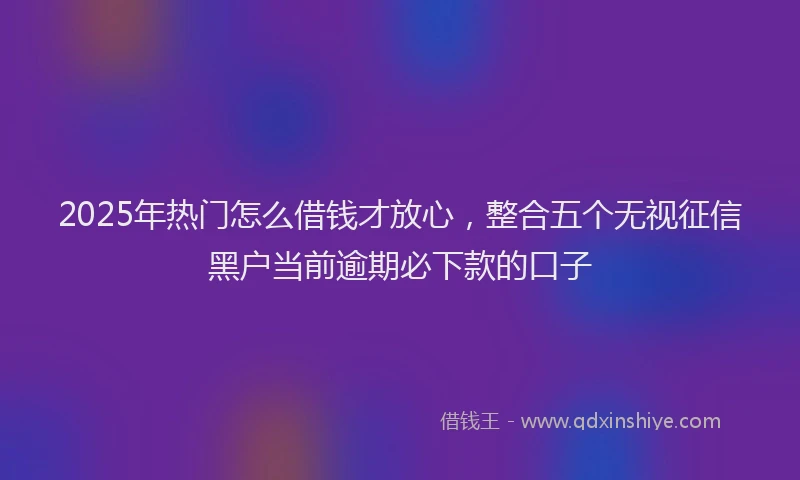 2025年热门怎么借钱才放心，整合五个无视征信黑户当前逾期必下款的口子