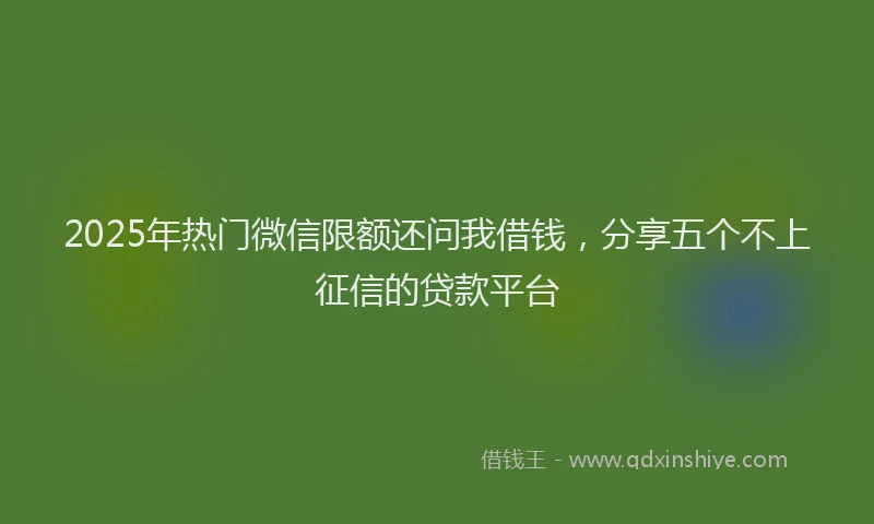 2025年热门微信限额还问我借钱，分享五个不上征信的贷款平台