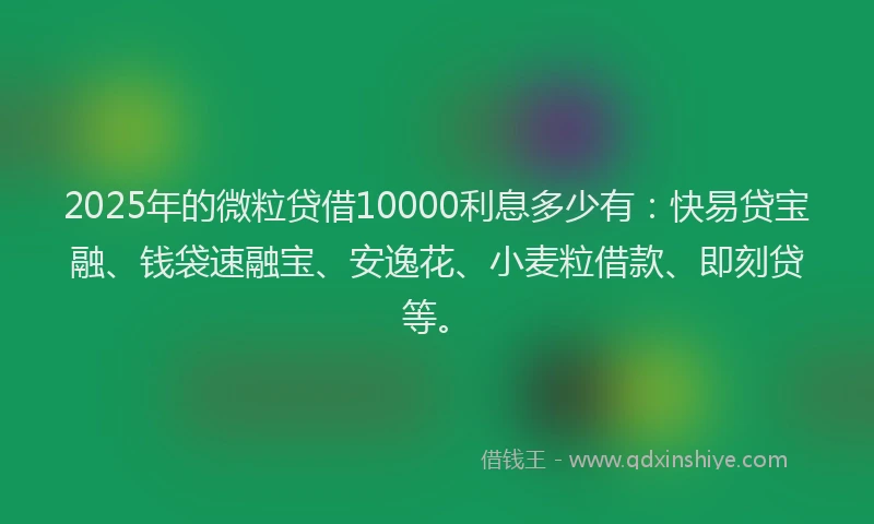 2025年的微粒贷借10000利息多少有：快易贷宝融、钱袋速融宝、安逸花、小麦粒借款、即刻贷等。