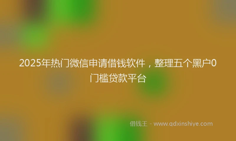 2025年热门微信申请借钱软件,整理五个黑户0门槛贷款平台