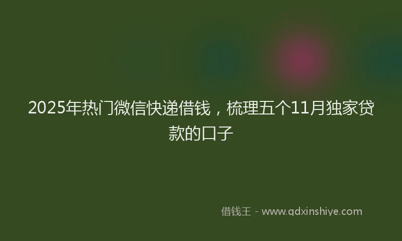 2025年热门微信快递借钱，梳理五个11月独家贷款的口子