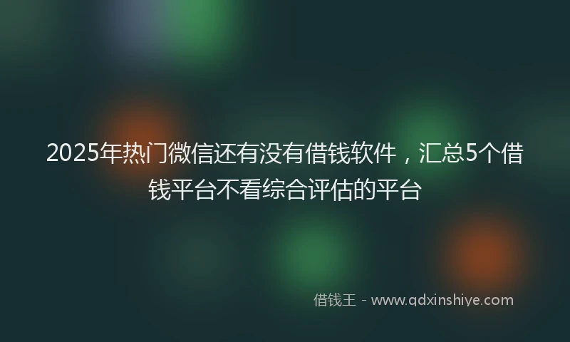 2025年热门微信还有没有借钱软件，汇总5个借钱平台不看综合评估的平台