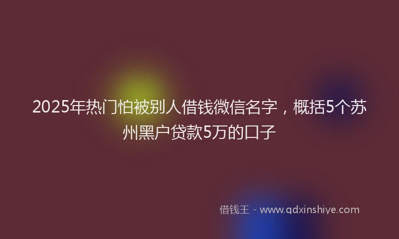 2025年热门怕被别人借钱微信名字，概括5个苏州黑户贷款5万的口子