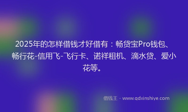2025年的怎样借钱才好借有：畅贷宝Pro钱包、畅行花-信用飞-飞行卡、诺祥租机、滴水贷、爱小花等。