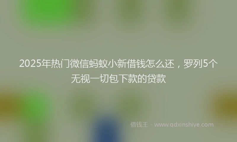 2025年热门微信蚂蚁小新借钱怎么还，罗列5个无视一切包下款的贷款