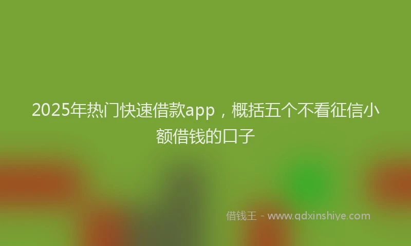 2025年热门快速借款app，概括五个不看征信小额借钱的口子