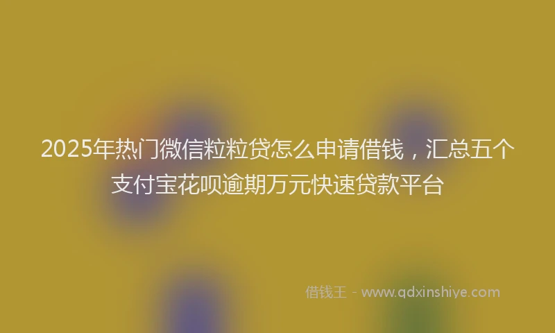 2025年热门微信粒粒贷怎么申请借钱，汇总五个支付宝花呗逾期万元快速贷款平台