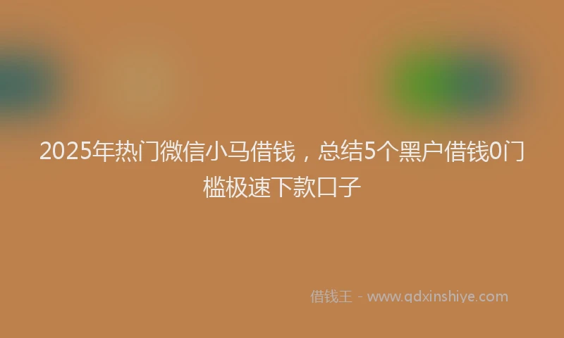 2025年热门微信小马借钱，总结5个黑户借钱0门槛极速下款口子