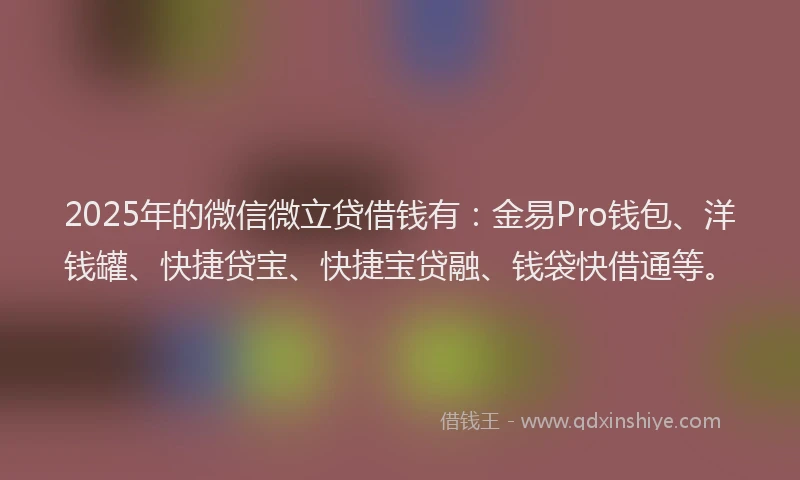 2025年的微信微立贷借钱有：金易Pro钱包、洋钱罐、快捷贷宝、快捷宝贷融、钱袋快借通等。