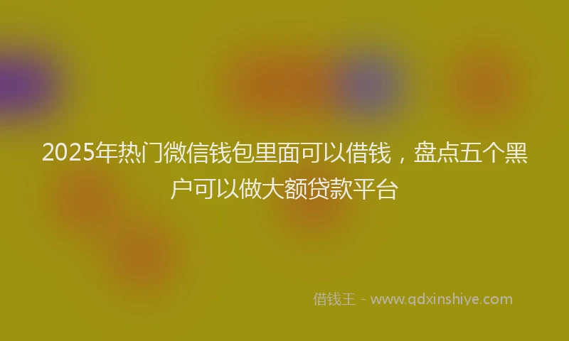 2025年热门微信钱包里面可以借钱，盘点五个黑户可以做大额贷款平台