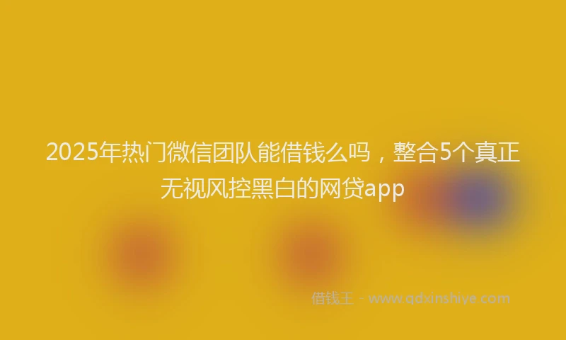 2025年热门微信团队能借钱么吗，整合5个真正无视风控黑白的网贷app