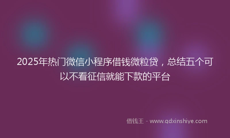 2025年热门微信小程序借钱微粒贷，总结五个可以不看征信就能下款的平台