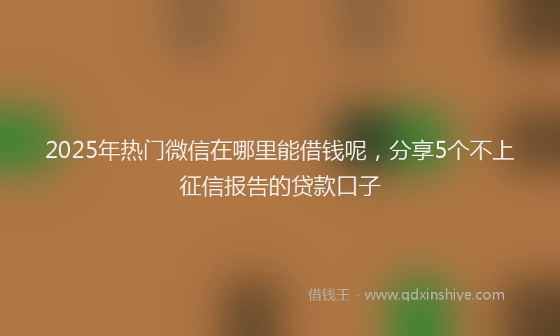 2025年热门微信在哪里能借钱呢，分享5个不上征信报告的贷款口子