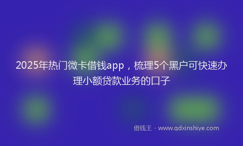 2025年热门微卡借钱app，梳理5个黑户可快速办理小额贷款业务的口子