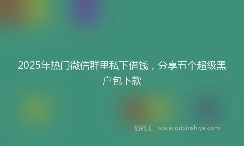 2025年热门微信群里私下借钱，分享五个超级黑户包下款