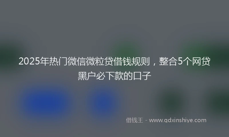 2025年热门微信微粒贷借钱规则，整合5个网贷黑户必下款的口子