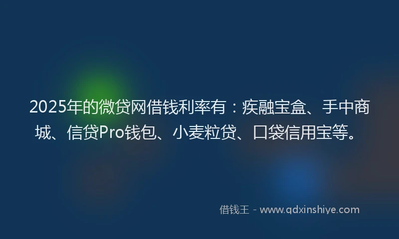 2025年的微贷网借钱利率有：疾融宝盒、手中商城、信贷Pro钱包、小麦粒贷、口袋信用宝等。