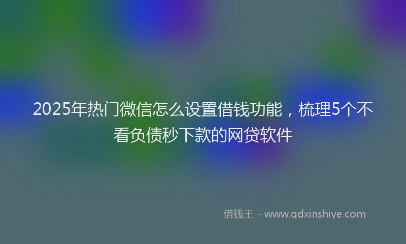 2025年热门微信怎么设置借钱功能，梳理5个不看负债秒下款的网贷软件