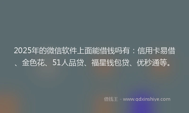 2025年的微信软件上面能借钱吗有：信用卡易借、金色花、51人品贷、福星钱包贷、优秒通等。