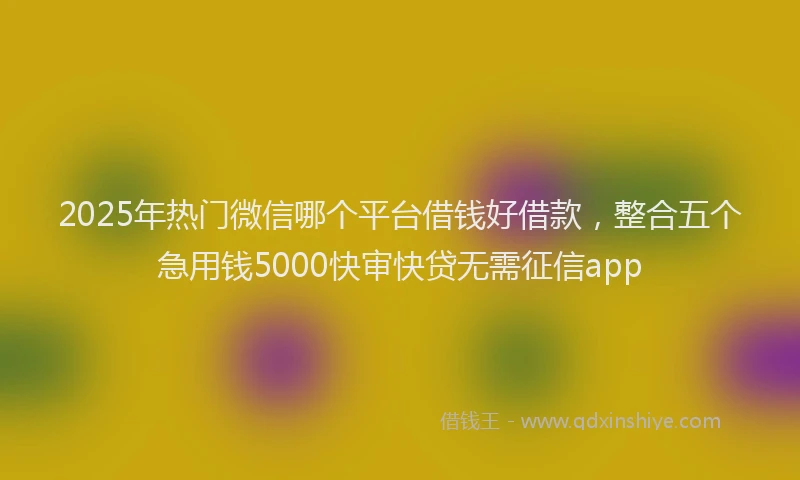 2025年热门微信哪个平台借钱好借款，整合五个急用钱5000快审快贷无需征信app
