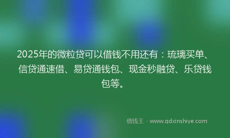 2025年的微粒贷可以借钱不用还有：琉璃买单、信贷通速借、易贷通钱包、现金秒融贷、乐贷钱包等。