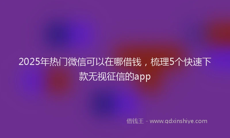 2025年热门微信可以在哪借钱，梳理5个快速下款无视征信的app