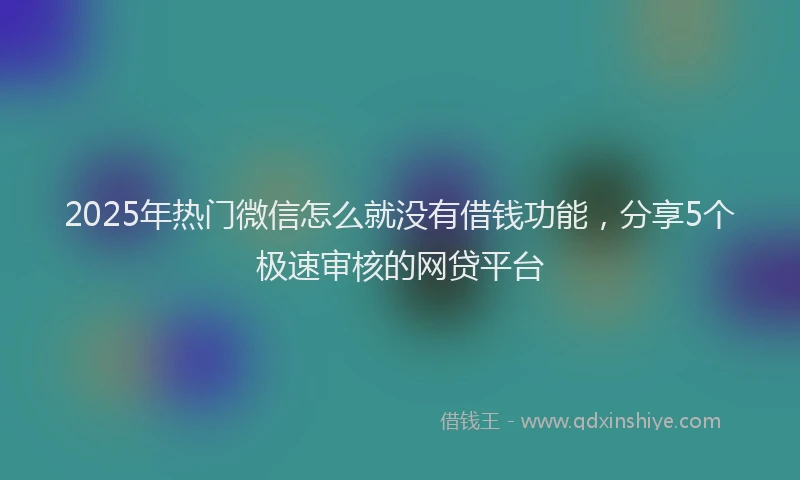 2025年热门微信怎么就没有借钱功能,分享5个极速审核的网贷平台