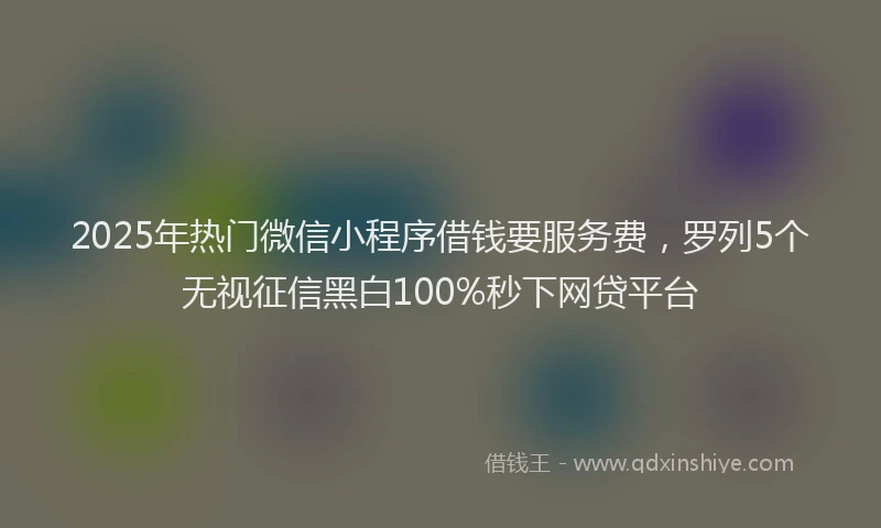 2025年热门微信小程序借钱要服务费，罗列5个无视征信黑白100%秒下网贷平台